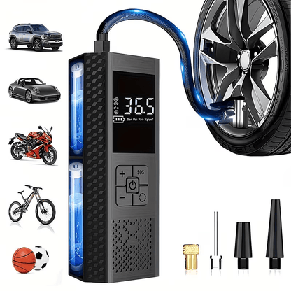 [Portable USB Rechargeable] 150PSI Portable Air Compressor with Tire Pressure Gauge & LED Display - 3X Faster One-Touch Smart Cordless Tire Inflator, USB-Powered, Rechargeable Battery, Battery capacity: 3000 mAh