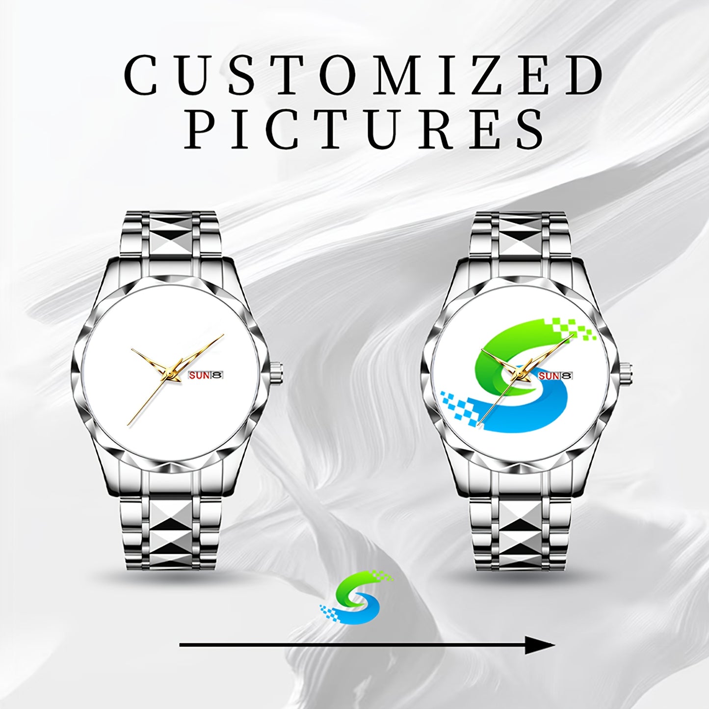 [Customizable Quartz Watch] Customizable Quartz Watch Classic Round Dial Comes with a Beautiful Gift Box And Strap Adjuster Send to Staff Send to Family Send to Friends Send to Girlfriend First Choice Customized Gift Customize Your Favorite Picture
