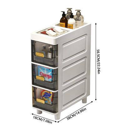 1pc 3-layer Narrow Slit Storage Cabinet, Portable Luxury Bathroom Storage Cabinet, Living Room Sofaside Snack Cabinet, Cosmetics Storage Cabinet, Top Storage Multi-purpose, Suitable for Small Spaces, Closets, Bedrooms, Bathrooms and Laundry Rooms, 18*38*5