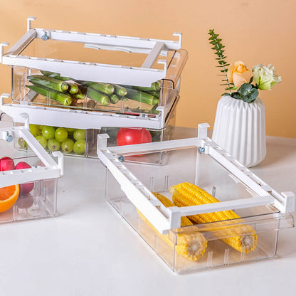 Fridge Organizer Pull Out Drawer Bins Fridge Shelf Refrigerator Holder Storage Box Home Organizer for Vegetables, Fruits, Snack, Rice, 30.5*20*9.5cm