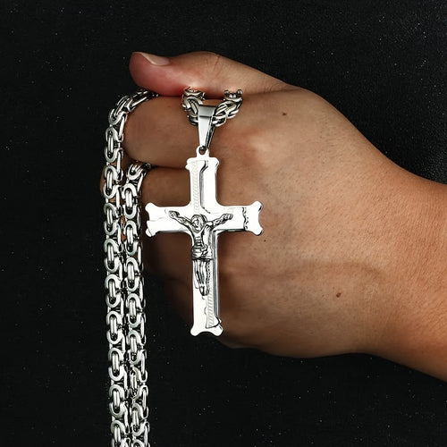 Men's Pendant Ornament Cross Necklace Sweater Chain Accessory