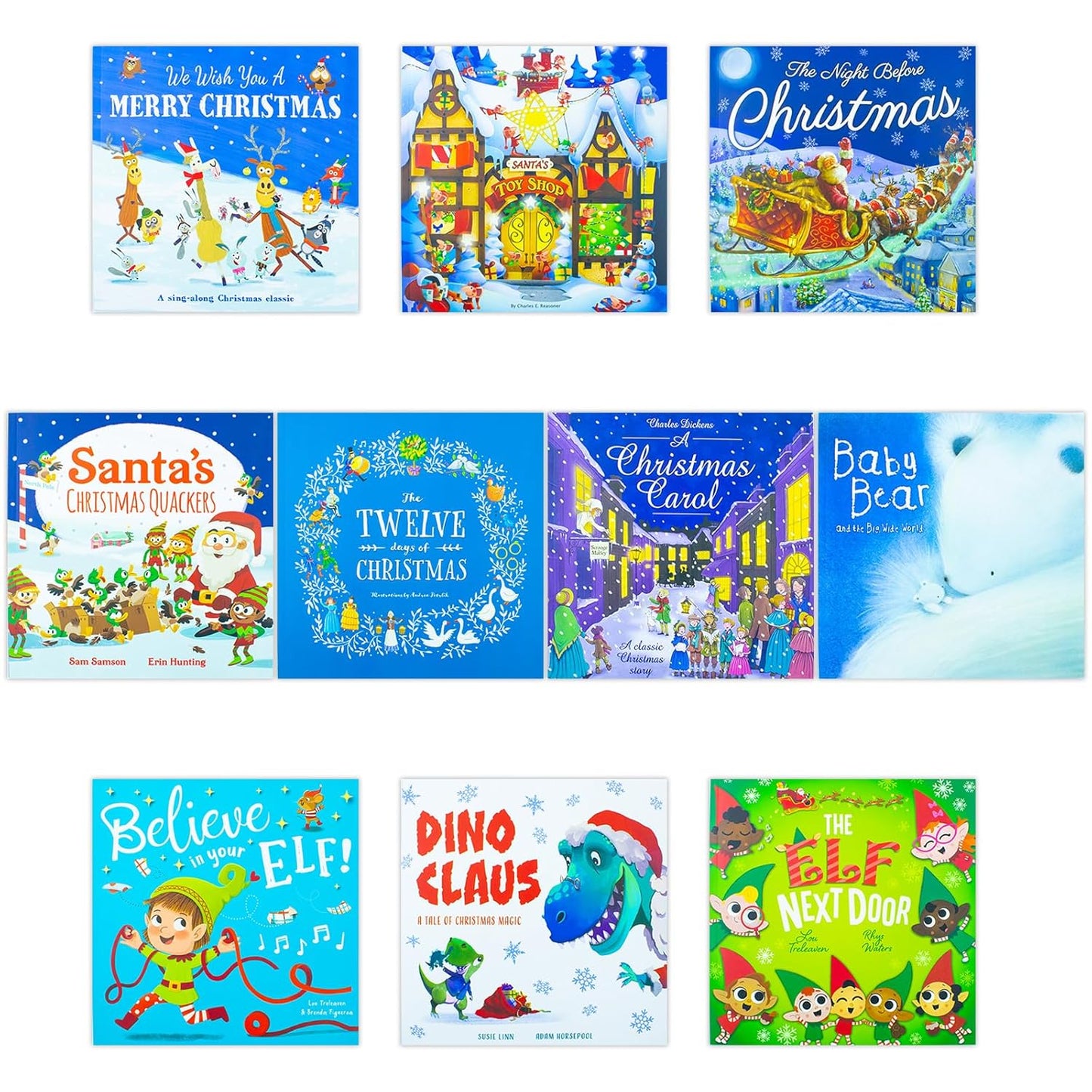 Santa'S Big Pack of Christmas Stories 10 Book Collection Set Christas Carol, Baby Bear, The Elf Next Door, Dino Claus, The Night Before Christmas