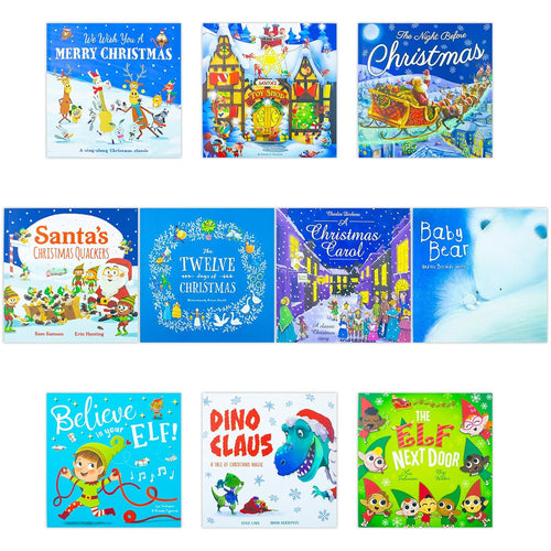 Santa'S Big Pack of Christmas Stories 10 Book Collection Set Christas Carol, Baby Bear, The Elf Next Door, Dino Claus, The Night Before Christmas