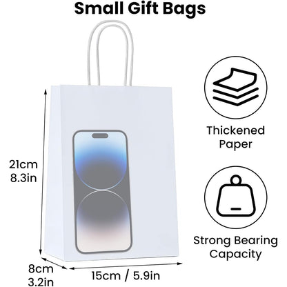 100 Pack Paper Gift Bags with Handles, Paper Bags for Thanks Giving, Christmas, Parties, Retail, and Gift Wrapping