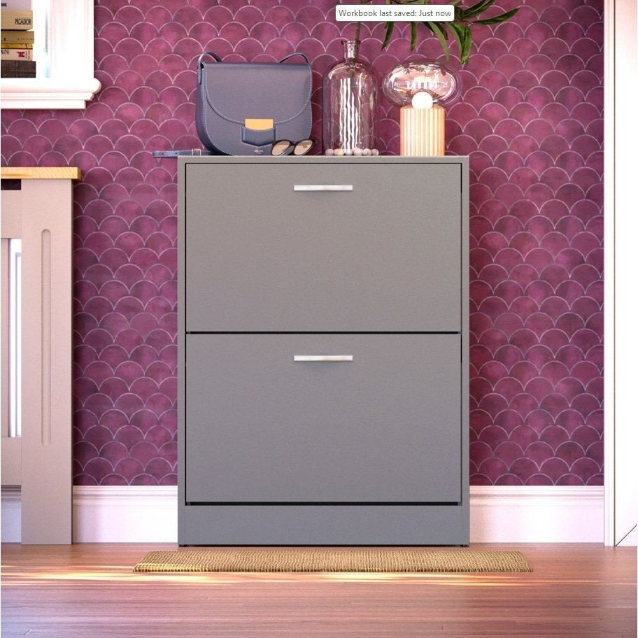 Shoe Cabinet with 2-Drawers, Shoe Cabinet with 2 Spacious Drawers Storage Shoe Rack Organizer Stainless Steel Handles, Entryway Hallway Furniture