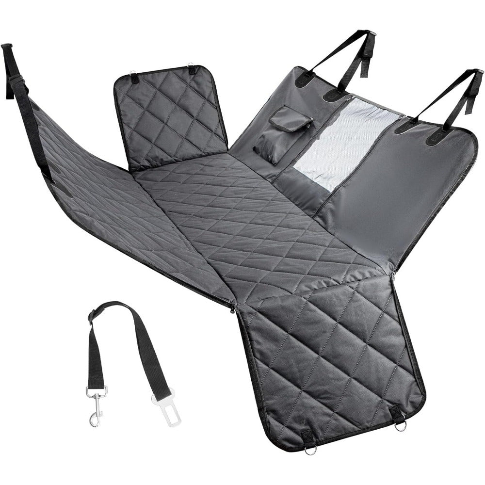 Dog Car Seat Cover, Dog Hammock for Car Back Seat, Car Dog Bed with Mesh Window and Storage Pocket