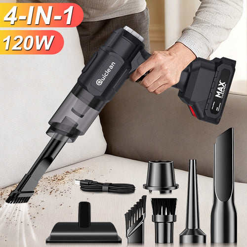 4-in-1 Cordless Vacuum Cleaner & Air Pump with Brushless Motor – Portable High-Power Blower for Car Interior, Pet Hair, Keyboard & Home – Gift for Car Owners & Pet Parents