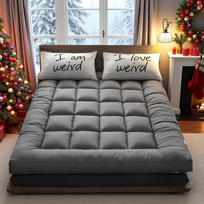 10cm Hotel Quality Mattress Topper | Summer Cooling Super Soft with 1000GSM Hollowfiber Filling | 4 Elasticized Corner Straps | White Blue Grey | Suitable for UK Single, Small Double 4ft, Double, King, Super King Size