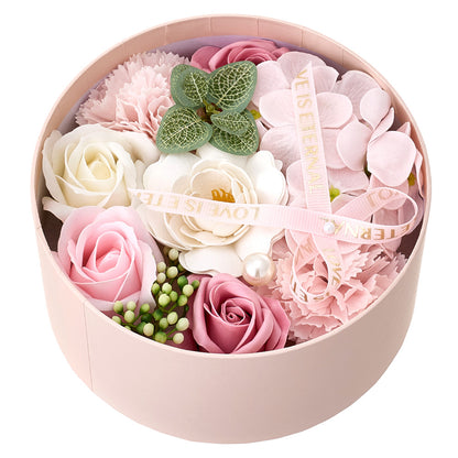 Bath Soap Gift Box, Artificial Flower Bouquet, card, Scented Rose Petal Gift for Valentine'S Day Anniversary, Christmas, Birthday Gift for Women, Girlfriend, Wife