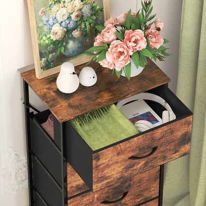 4-Drawer Tall Dresser Storage Cabinet with MDF Wood Top & Metal Frame – Freestanding Vertical Tower Chest of Drawers for Bedroom Living Room 68cm Height 6 Colours