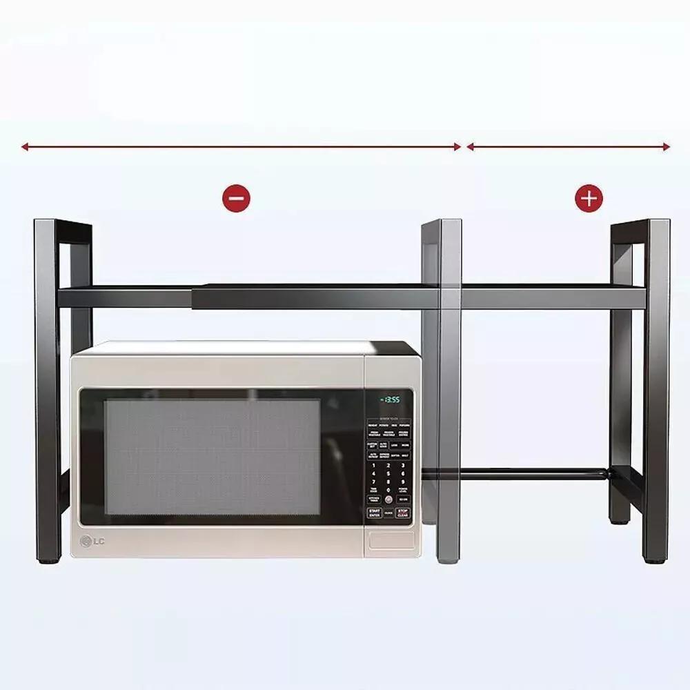 2 Tier Expandable Microwave Oven Rack Stand Storage Holder Kitchen Corner Microwave Shelf