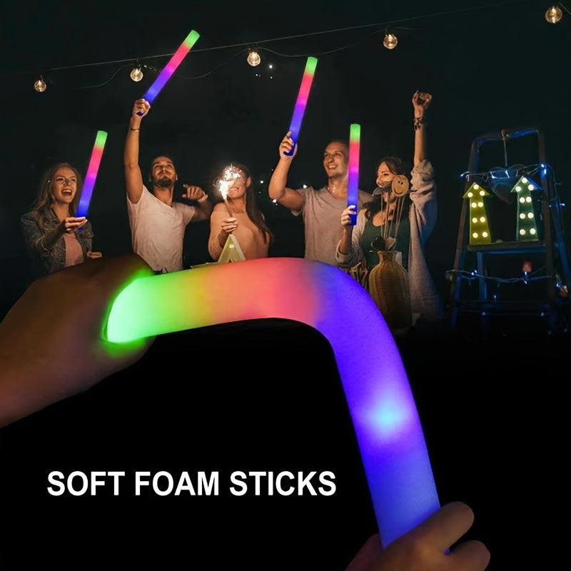 30-Pack of Foam Glow Sticks - Vibrant LED Light Sticks for Weddings, Birthday Celebrations, Camping Trips, New Year Events, And Raves