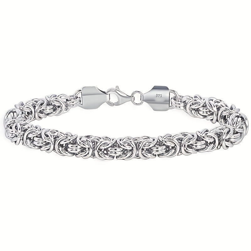 925 Sterling Silver Fashionable Hip Hop Byzantine Bracelet, Handcrafted Solid Cut Braided Bracelet for Both Men And Women - Chic And Long-Lasting Design - Made of Sterling Silver - Ideal Gift for Any Occasion (Includes Gift Box)