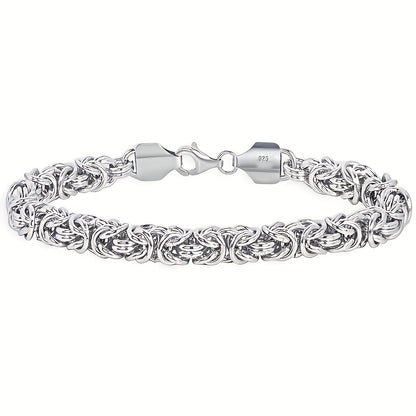 925 Sterling Silver Fashionable Hip Hop Byzantine Bracelet, Handcrafted Solid Cut Braided Bracelet for Both Men And Women - Chic And Long-Lasting Design - Made of Sterling Silver - Ideal Gift for Any Occasion (Includes Gift Box)