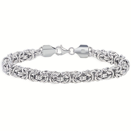 925 Sterling Silver Fashionable Hip Hop Byzantine Bracelet, Handcrafted Solid Cut Braided Bracelet for Both Men And Women - Chic And Long-Lasting Design - Made of Sterling Silver - Ideal Gift for Any Occasion (Includes Gift Box)