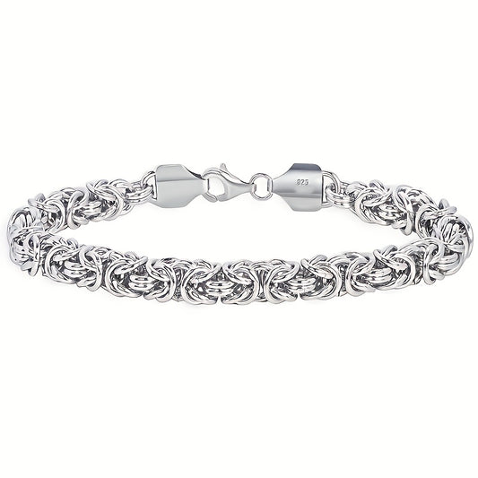 925 Sterling Silver Fashionable Hip Hop Byzantine Bracelet, Handcrafted Solid Cut Braided Bracelet for Both Men And Women - Chic And Long-Lasting Design - Made of Sterling Silver - Ideal Gift for Any Occasion (Includes Gift Box)