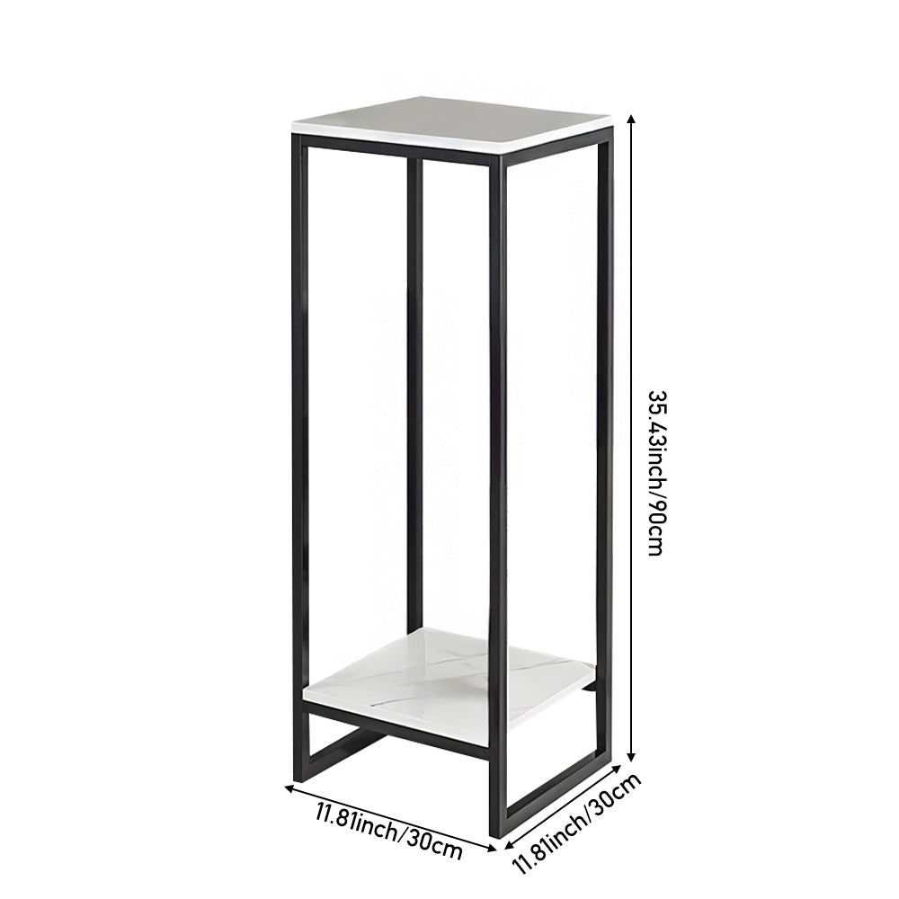 1 Pack, 2-Tier Versatile Metal Plant Stand - Space-Saving Indoor/Outdoor Multi-Layer Potted Plant Rack - Ideal Home Decoration Organizer for Living Room, Balcony, and Bedroom with Sturdy Construction and Easy Assembly - Black/White
