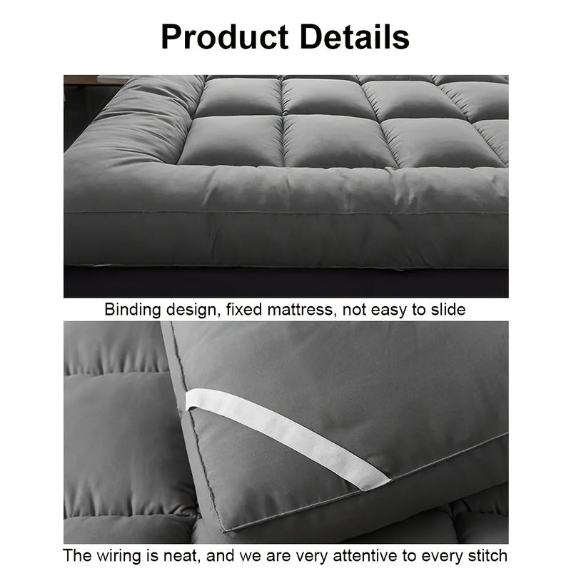 Hotel Quality Mattress Topper 10cm- Ultra-Soft Microfiber, Anti-Shift & Even Weight Distribution, UK Bed Sizes Single/Double/King/Super King, Grey, 1200GSM