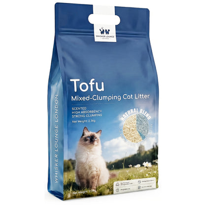 Premium Tofu Blended Cat Litter, Deodorizing Tofu Cat Litter, Clumping Low Dust Easy To Clean Fast Clumping Odor Control Non-sticking Flushable Long-lasting, 2.3*1 Kg, Multi-Buy Discounts