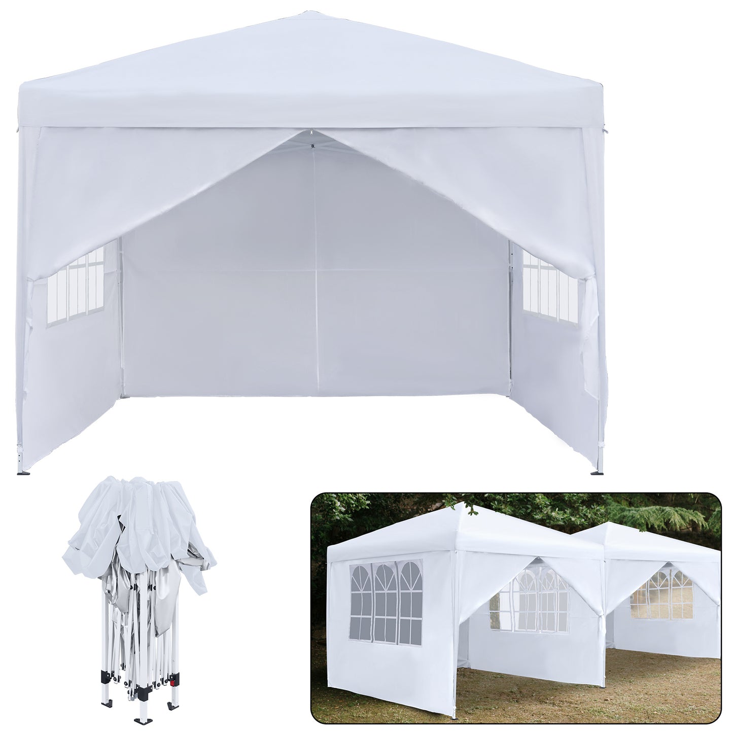 Folding Garden Gazebo 2. 5x2. 5m/3x3m with Side Panels & Carry Bag, Outdoor Tent with UV Protection for Picnic, Party & Garden, Anthracite/Grey/Green/White