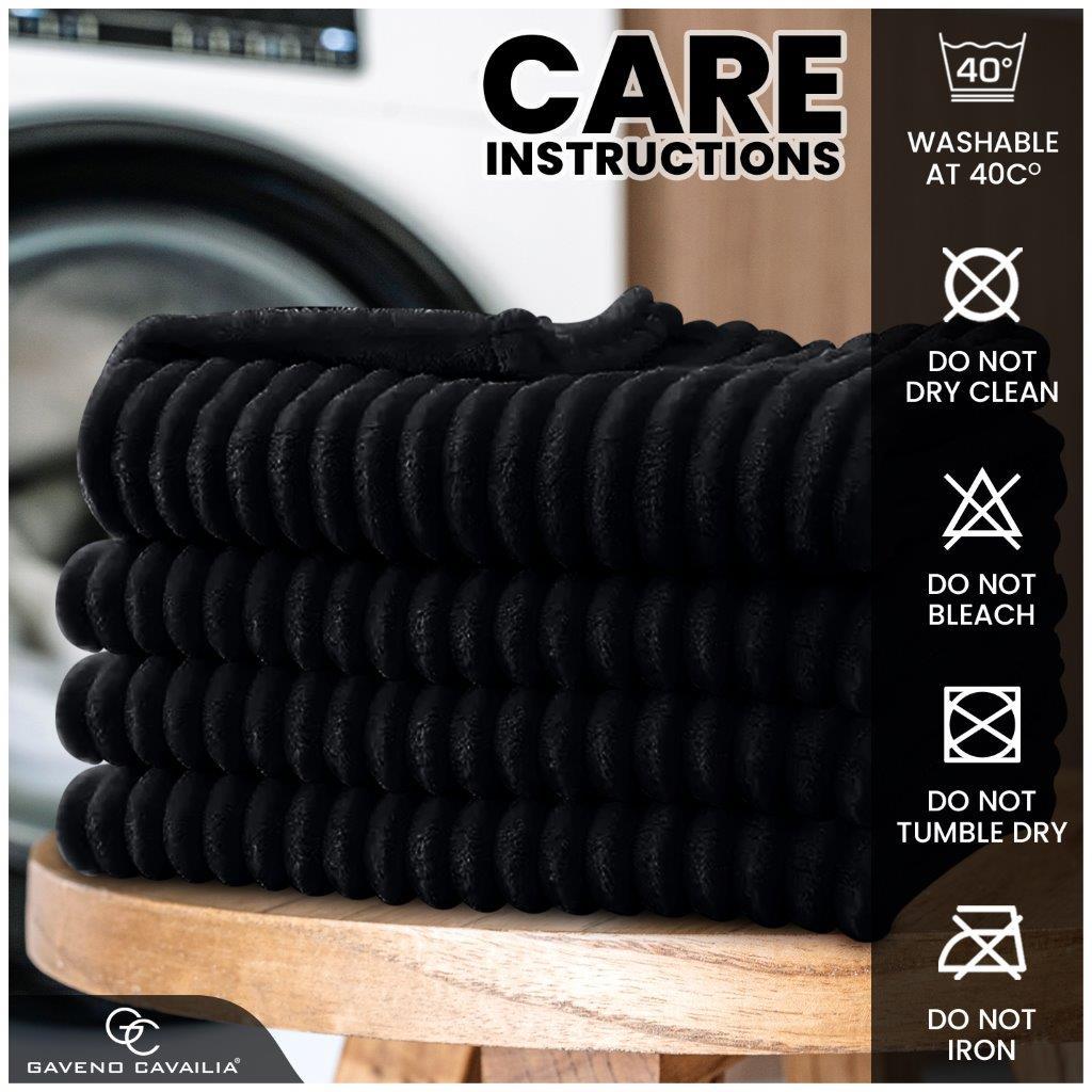 GC GAVENO CAVAILIA Ribbed Fleece Throw – 150 x 200cm