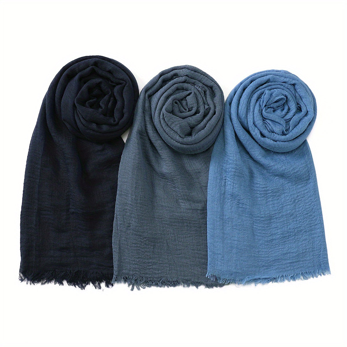 3pcs/Lot Solid Color Bubble Pleated Warm Autumn And Winter Scarf Solid Color Muslim Headscarf Hijab Scarf Ramadan