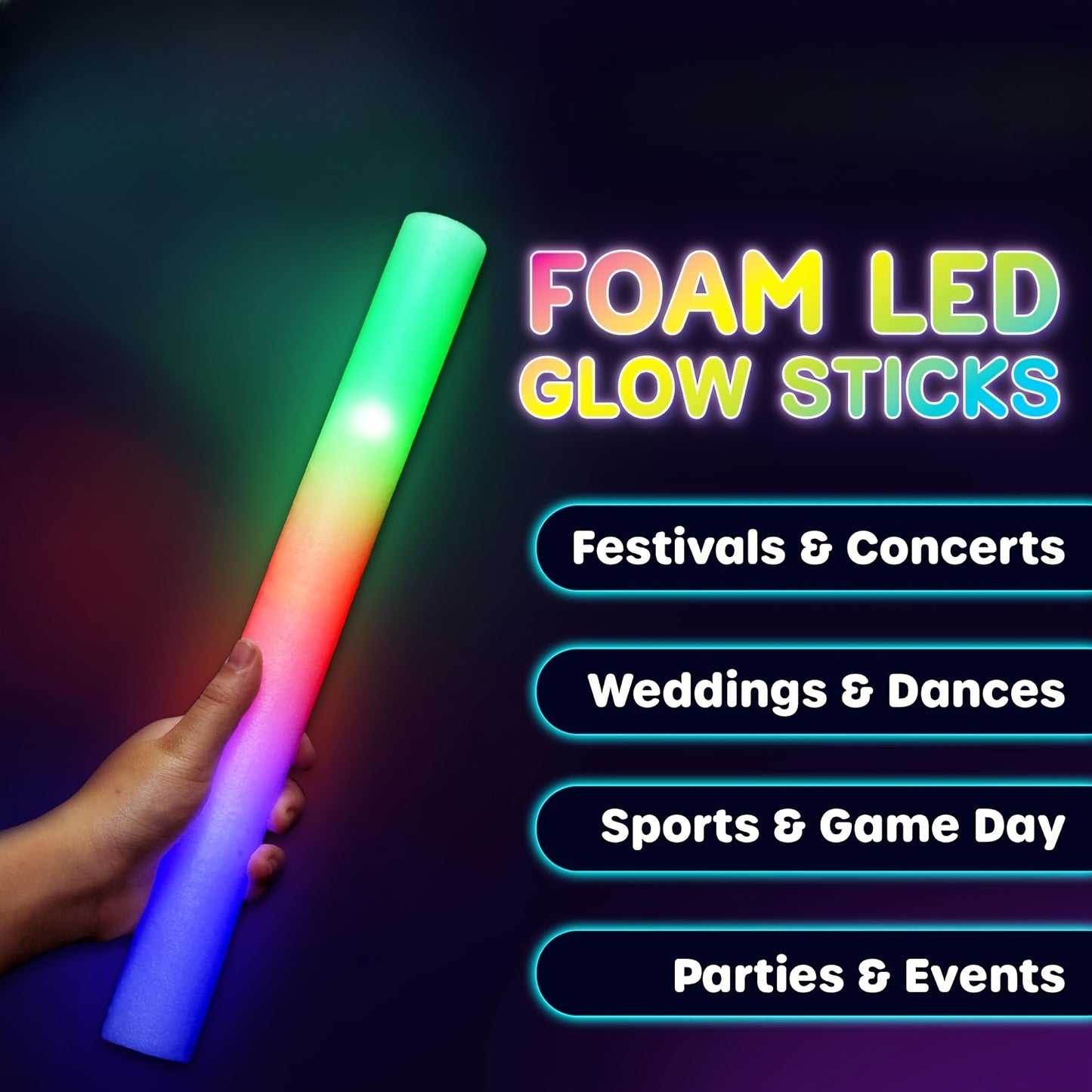 50pcs Lighted Holiday Displays - Foam Glow Sticks for Outdoor Christmas Decor Valentine's Day Decoration, Halloween, Weddings And Other Holiday Events, Parties And Gatherings
