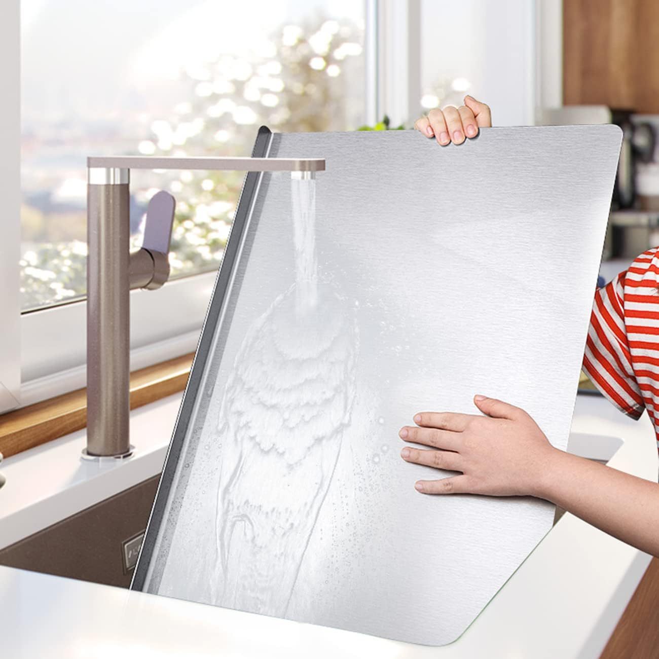Stainless Steel Cutting Boards Worktop Protector 40 X 50cm Extra Large Chopping Board Worktop Saver Pastry Board Baking Board With Lip