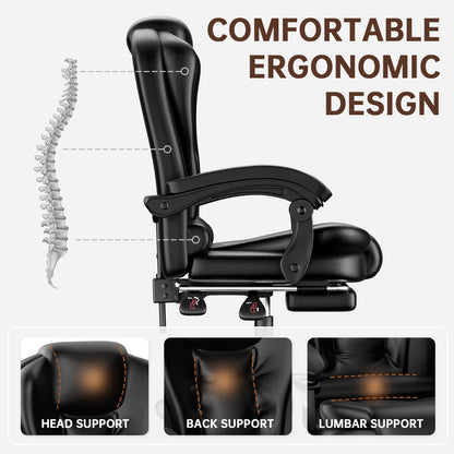 GartistGo Executive Office Chair with Footrest High Back Desk Chair Ergonomic Recliner Computer Chair Gaming Chair with Tilt Function Heavy Duty for Home Office Working