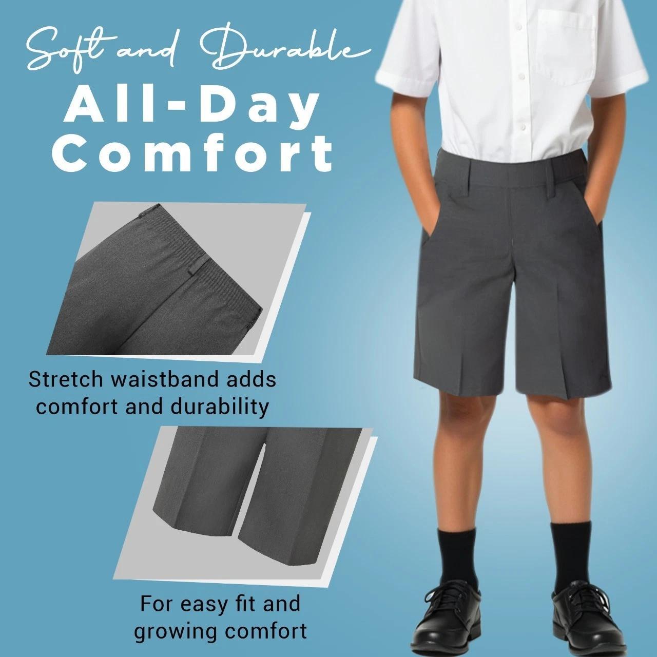 Boys School Adjust Waist Uniform Short Pants Grey 2 to 14 Years Pocket