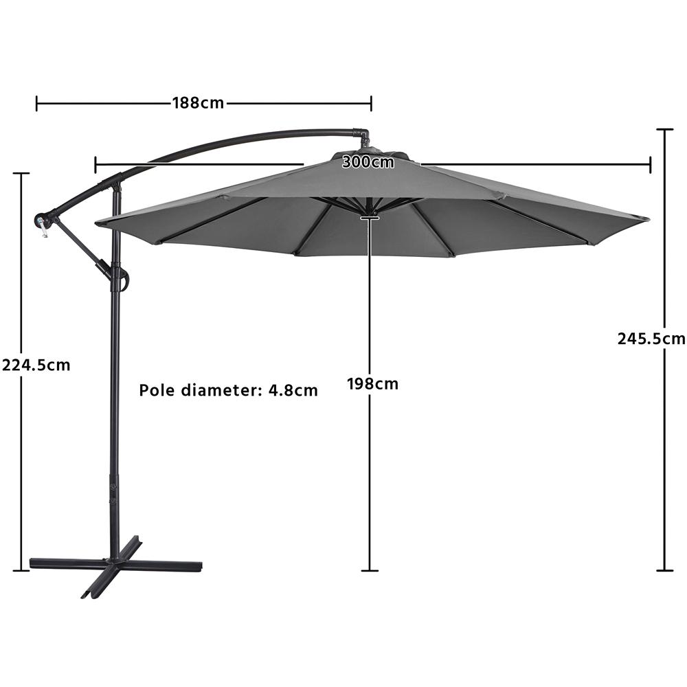 Costoffs Outdoor Umbrella, 3M Patio Offset Umbrella, Outdoor Hanging Umbrella, Banana Parasol Sun Shade Shelter, Market Backyard Umbrella with Crank & Cross Base for Beach/Outdoor/Party/Garden