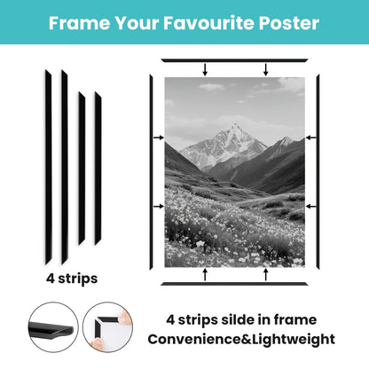 3 Pack A2 Picture Frame, A2/ A3/ 30x40cm Black Picture Frame for Photo Gallery - Slide-In Strips, Horizontal or Vertical Wall Mounting
