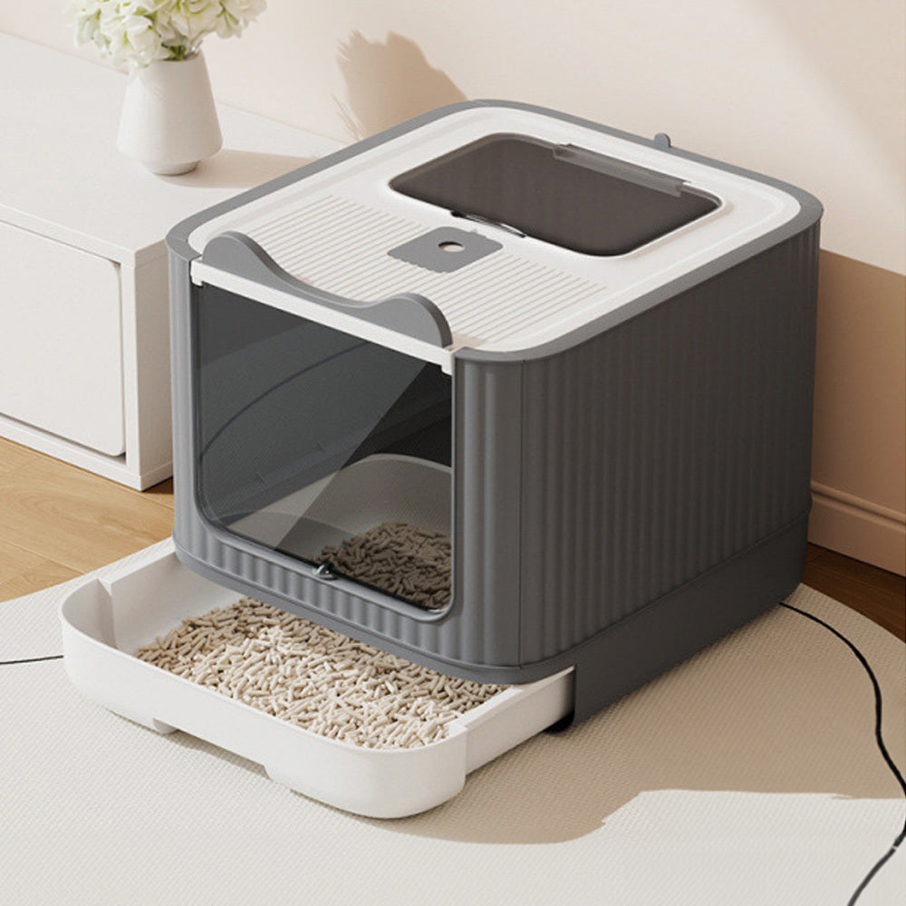 Cat Litter Box, Plastic Pet Toilet, Removable Litter Box, Large Cat Litter Box Hooded Litter Tray Drawer, UV Sterilization and Deodorization, Provide Your Cat with A Comfortable Place
