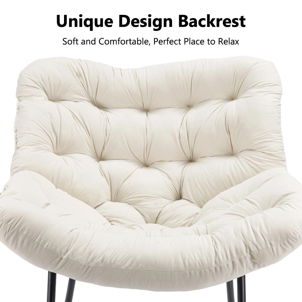 Egg Chairs Oversized Rattan Wicker Outdoor Rocking Chair Metal Frame Garden Rocking Chair Large Support Modern with Cushioned Seat