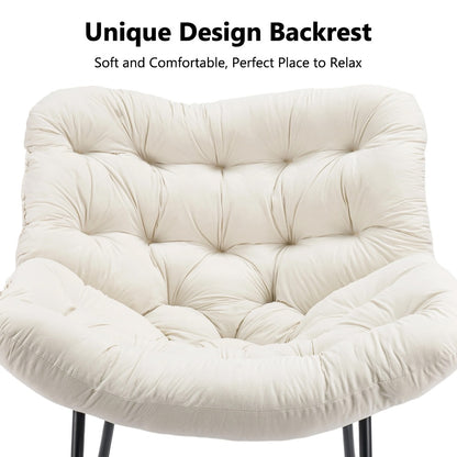 Egg Chairs Oversized Rattan Wicker Outdoor Rocking Chair Metal Frame Garden Rocking Chair Large Support Modern with Cushioned Seat