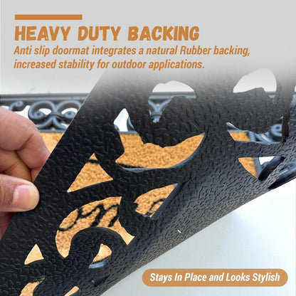 Welcome Coir Door Mat Heavy Duty Non Slip Indoor Outdoor Mat Machine Washable Doormat & Shoe Scraper Removes Grass Mud & Dirt Perfect for Front Door Patio & Entrance