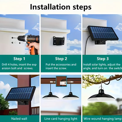 Solar Ceiling Lamp, Solar Garden Lamp, Intelligent Light-Sensing Solar Lamp, Outdoor IP55 Solar Lamp, Decorative Pendant Lamp, Suitable for Indoor Use, Barn, Decorative Lamp, Camping Lamp And Outdoor Lamp
