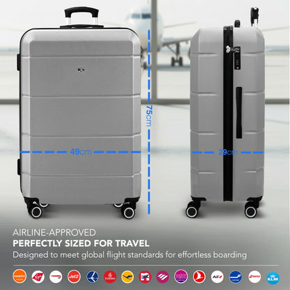 28 Inch Large Suitcase Lightweight ABS Hard Shell with TSA Lock & 4 Spinner Wheels - 75x49x29cm Check-In Luggage, Water-Resistant, UK Stock