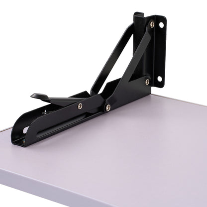 Folding Wall-Mounted Laptop Desk, Space-Saving Study and Reading Table, Metal Iron Frame Design, Durable and Sturdy Wall Desk for Home or Office, Black/White, 52x24cm / 65x24cm / 75x24cm