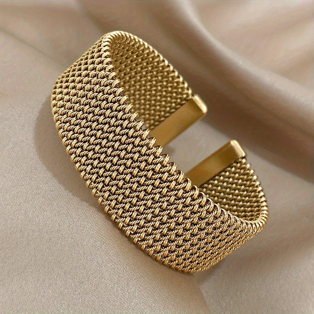 Vintage Stainless Steel Braided Mesh Open Bangle bangle bracelet, Classic Cuff Waterproof Jewelry, for Women Men Daily Party Wear Jewelry Accerssories Giftsnew Year'S Gifts Valentine'S Day Gifts