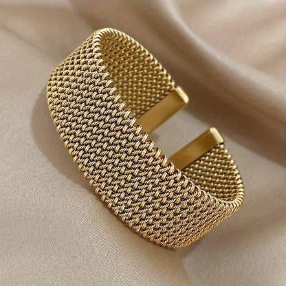 Vintage Stainless Steel Braided Mesh Open Bangle bangle bracelet, Classic Cuff Waterproof Jewelry, for Women Men Daily Party Wear Jewelry Accerssories Giftsnew Year'S Gifts Valentine'S Day Gifts