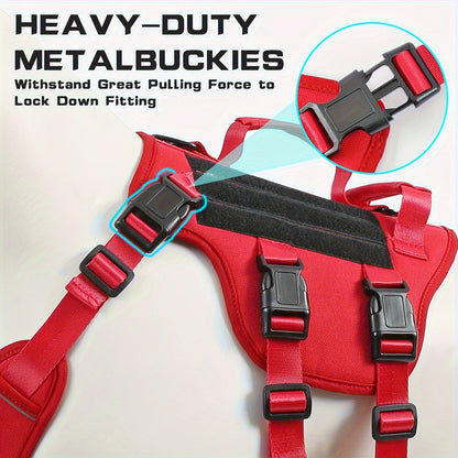 Escape Proof Dog Harness, Soft Padded Full Body Pet Harness, Reflective Adjustable No Pull Vest with Lift Handle And Leash Clip for Large Dogs Walking Hiking Training