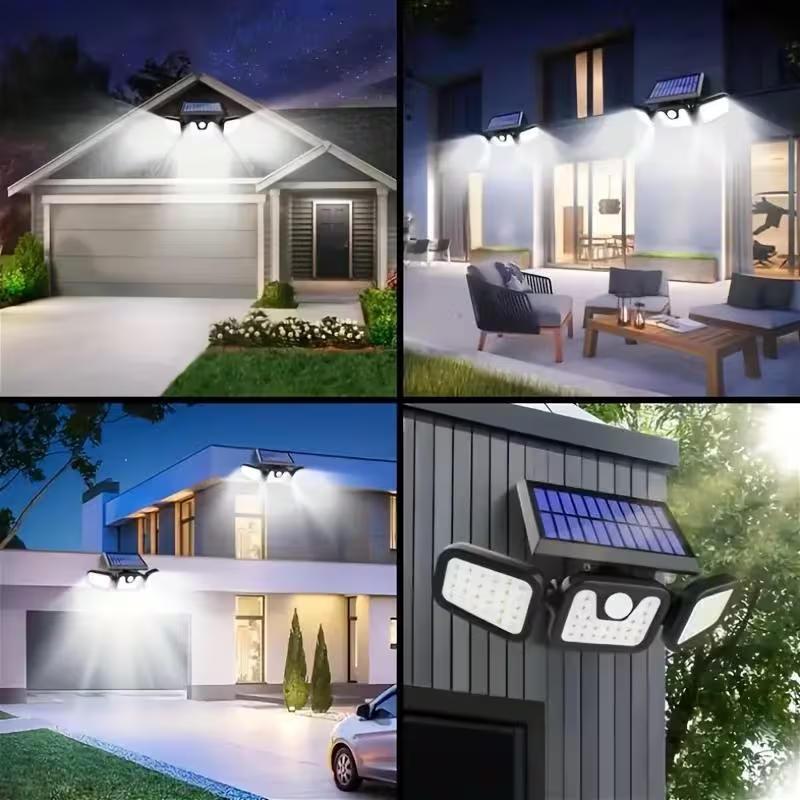 2-Pack Solar Wall Lights with 74 LEDs, 270° Wide Angle Motion Sensor Outdoor Security Light, 3 Lighting Modes, Waterproof Solar Powered Floodlight for Garage, Yard, Pathway, Front Door