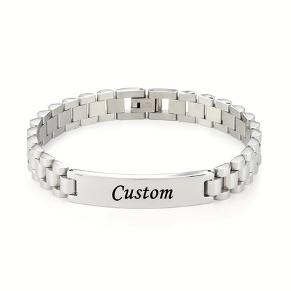 Customized Bar Bracelet - Name Engraving - Personalized Pendant Chain - Hand Jewelry Gift for Women and Men