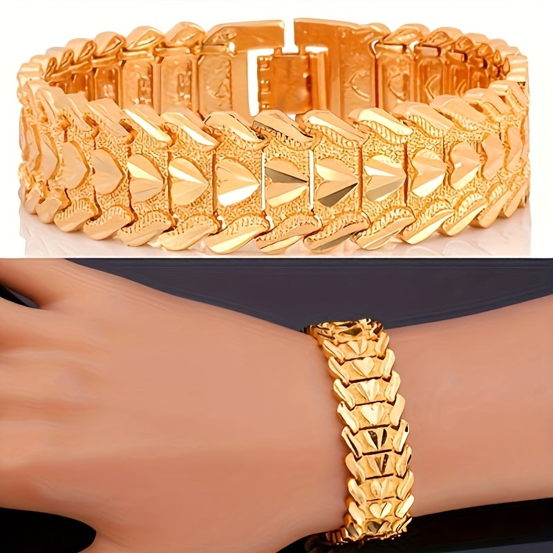 1pc 18K Gold Plated Men'S Heart Personalized Men'S Non-Slip Jewelry Gift, Gift for Boyfriend, Father'S Day Gift