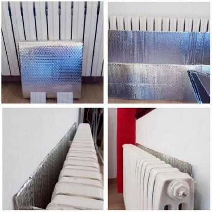 Radiator Insulation Foil Roll Bubble 5M x 60CM Heat Reflective Energy Saving Film with 6 Double Sided Tapes