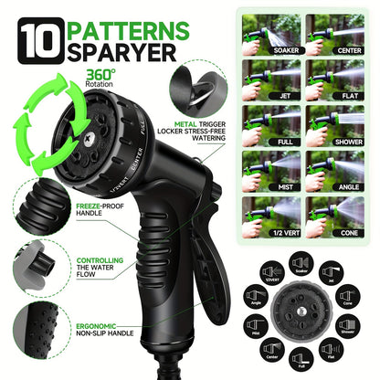 25/50/75/100/150ft Heavy-Duty Garden Hose, Non Expandable, With 1/2" Solid Brass Fittings, Leakproof Design, Durable Rubber Material, US Standard Threads - Perfect For Gardening, Cleaning, Forestry