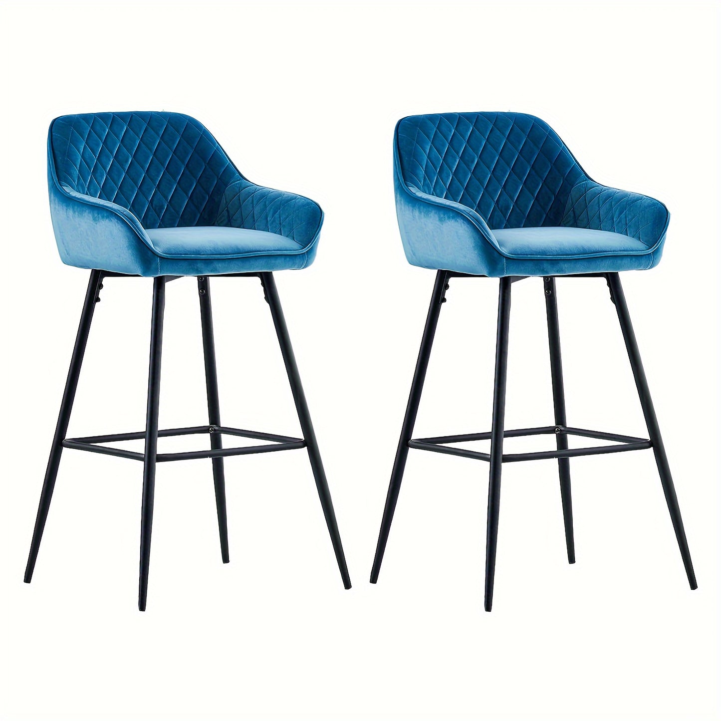 Velvet Bar Stools with Armrest & Backrest – Upholstered Breakfast Bar Chairs for Kitchen Counter Island Home Restaurant Set of 1 or 2