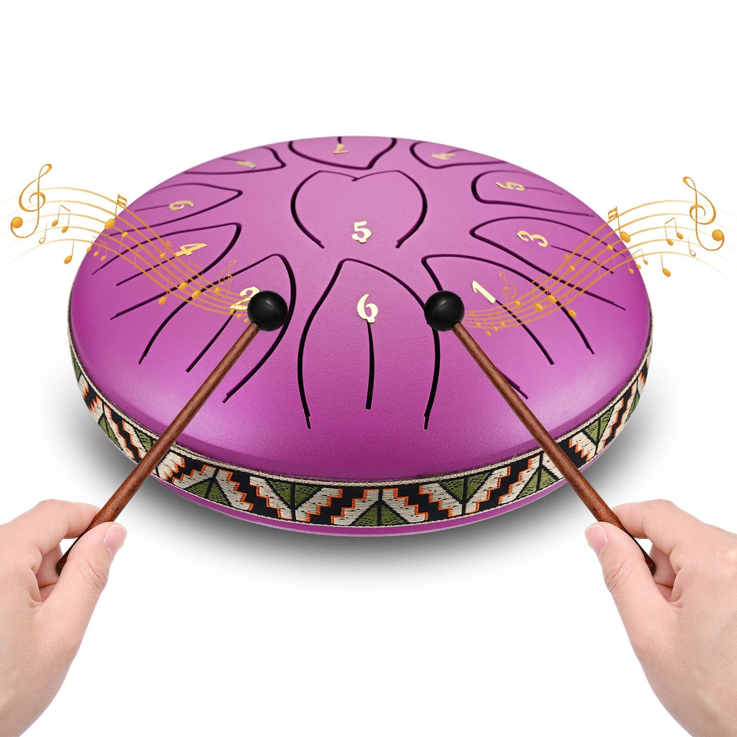 Steel Tongue Drum, 6 Inch 11 Tone Hand Pan Drum, Beginner Percussion Instrument with Carry Bag, Fingerpick, and Mallets for Meditation Yoga Sound Healing