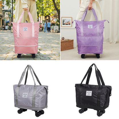Travel Duffle Bag with Removable Wheels, Luggage, Suitcases, Expandable Sports Gym Bag for Women Men, Dry Wet Holdall Luggage Weekend Overnight Bags for Swimming
